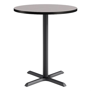 KFI Studios 36in Round Dining Table - 42in H - Gray Top - Black Base