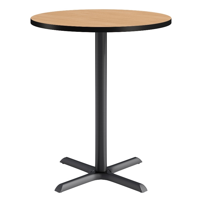 KFI Studios 36in Round Dining Table - 42in H - Natural Top - Black Base