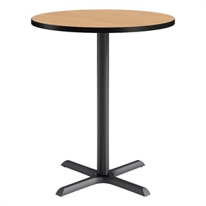 KFI Studios 36in Round Dining Table - 42in H - Natural Top - Black Base