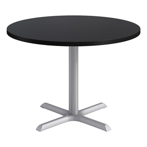 KFI Studios 42in Round Dining Table - Black Top - Silver Base