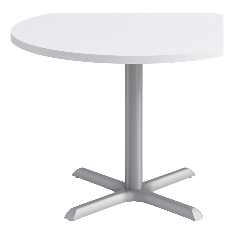 KFI Studios 42in Round Dining Table - White Top - Silver Base
