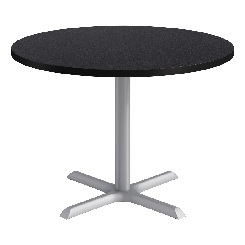 KFI Studios 42in Round Dining Table - Charcoal Top - Silver Base
