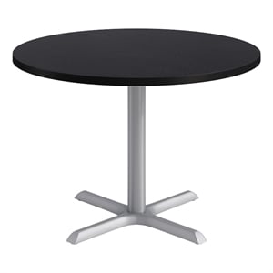 KFI Studios 42in Round Dining Table - Charcoal Top - Silver Base