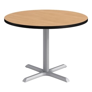 KFI Studios 42in Round Dining Table - Natural Top - Silver Base
