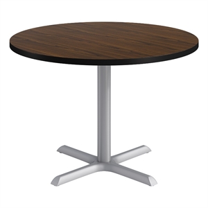 KFI Studios 42in Round Dining Table - Walnut Top - Silver Base