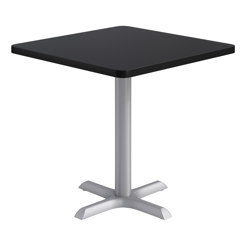 KFI Studios 30in Square Dining Table - 29in H - Black Top - Silver Base