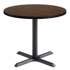 KFI Studios 36in Round Dining Table - Walnut Engineered Wood Top - Black Base
