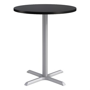 KFI Studios 36in Round Dining Table - 42in H - Black Top - Silver Base