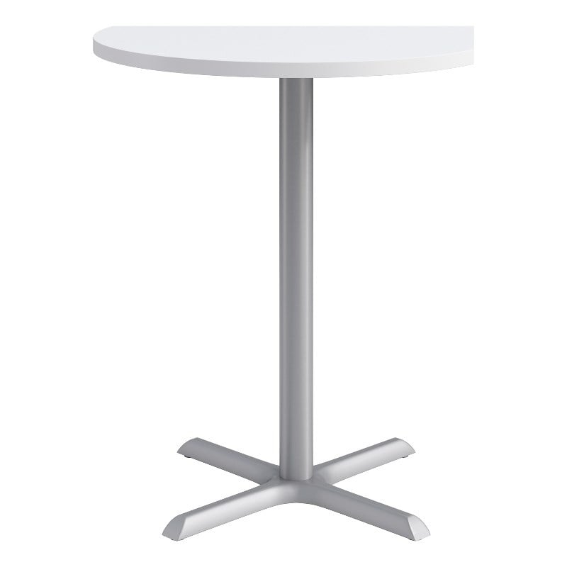 KFI Studios 36in Round Dining Table - 42in H - White Top - Silver Base