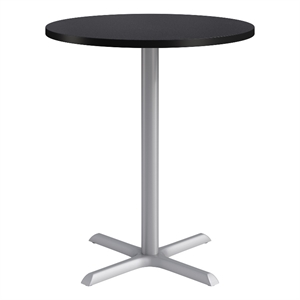 KFI Studios 36in Round Dining Table - 42in H - Charcoal Top - Silver Base