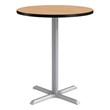 KFI Studios 36in Round Dining Table - 42in H - Natural Top - Silver Base