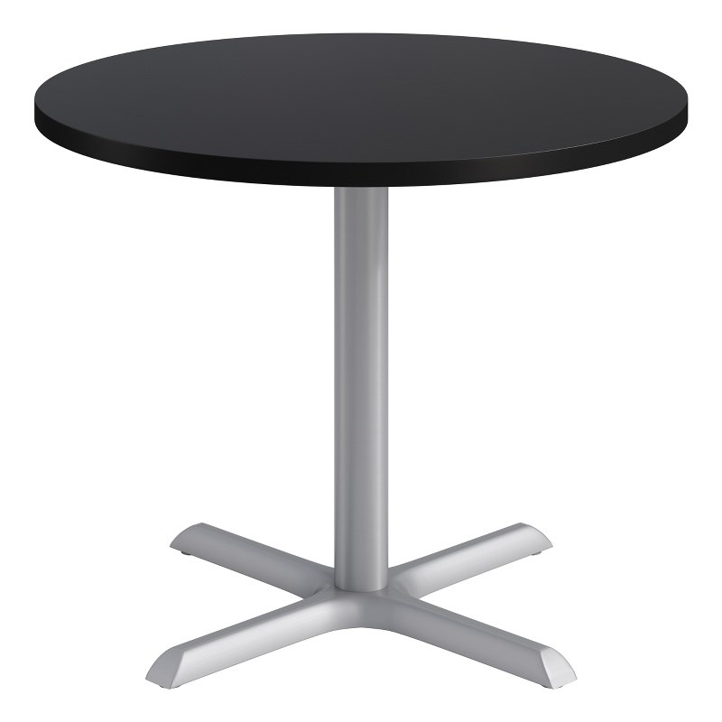 KFI Studios 36in Round Dining Table - Black Top - Silver Base
