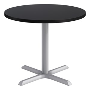 KFI Studios 36in Round Dining Table - Black Top - Silver Base
