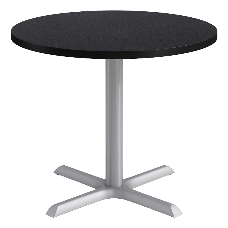 KFI Studios 36in Round Dining Table - Charcoal Top - Silver Base
