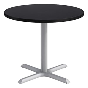 KFI Studios 36in Round Dining Table - Charcoal Top - Silver Base