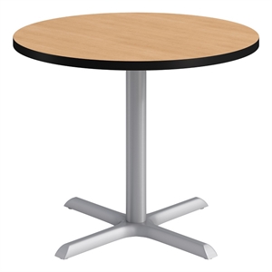 KFI Studios 36in Round Dining Table - Natural Top - Silver Base