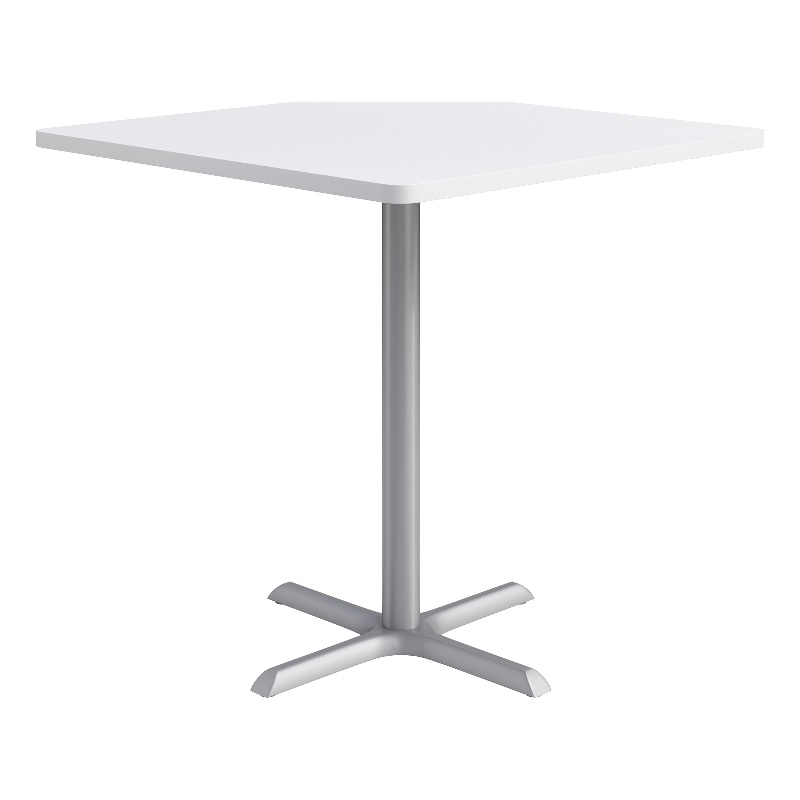 KFI Studios 42in Square Dining Table - 42in H - White Top - Silver Base