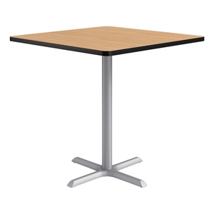 KFI Studios 42in Square Dining Table - 42in H - Natural Top - Silver Base