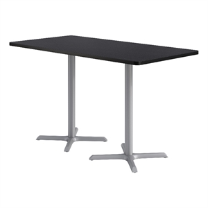 KFI Studios 36x72in Rect. Dining Table - 42in H - Charcoal Top - Silver Base