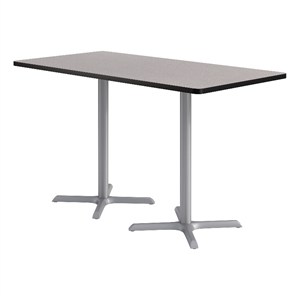 KFI Studios 36x72in Rect. Dining Table - 42in H - Gray Top - Silver Base