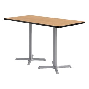 KFI Studios 36x72in Rect. Dining Table - 42in H - Natural Top - Silver Base