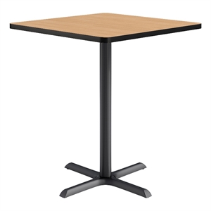 KFI Studios 36in Square Dining Table - 42in H - Natural Top - Black Base