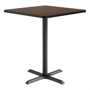 KFI Studios 36in Square Dining Table - 42in H - Walnut Top - Black Base