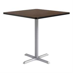 KFI Studios 42in Square Dining Table - 42in H - Walnut Top - Silver Base