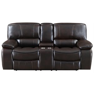 e-motion furniture fabric power recliner loveseat with console in dark brown