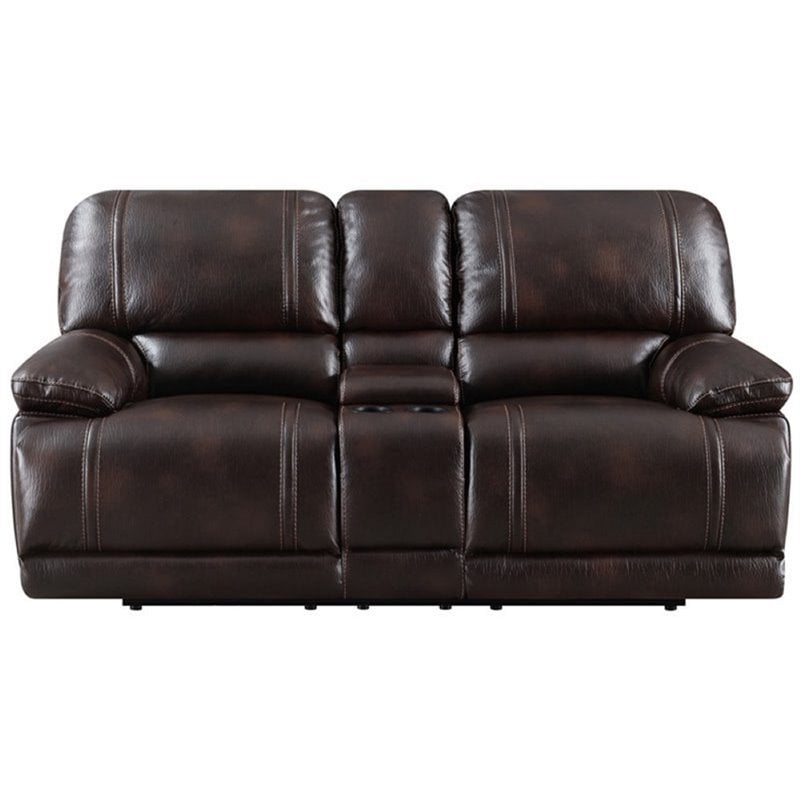 E Motion Furniture Fabric Power Recliner Loveseat With Console In Dark