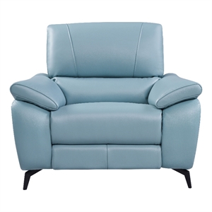 modern blue leather powered reclining accent chair with usb type c charging port