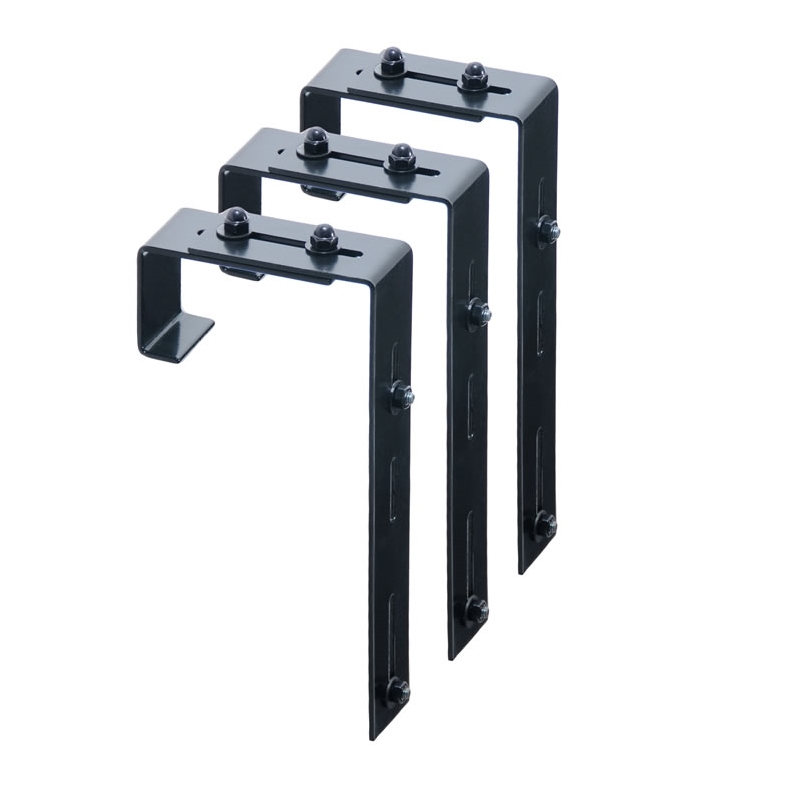 Mayne Adjustable Modern Metal Deck Rail Bracket in Black (Set of 3)