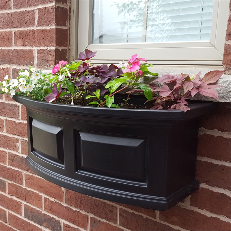 Mayne Nantucket 2ft Traditional Plastic Window Box in Black