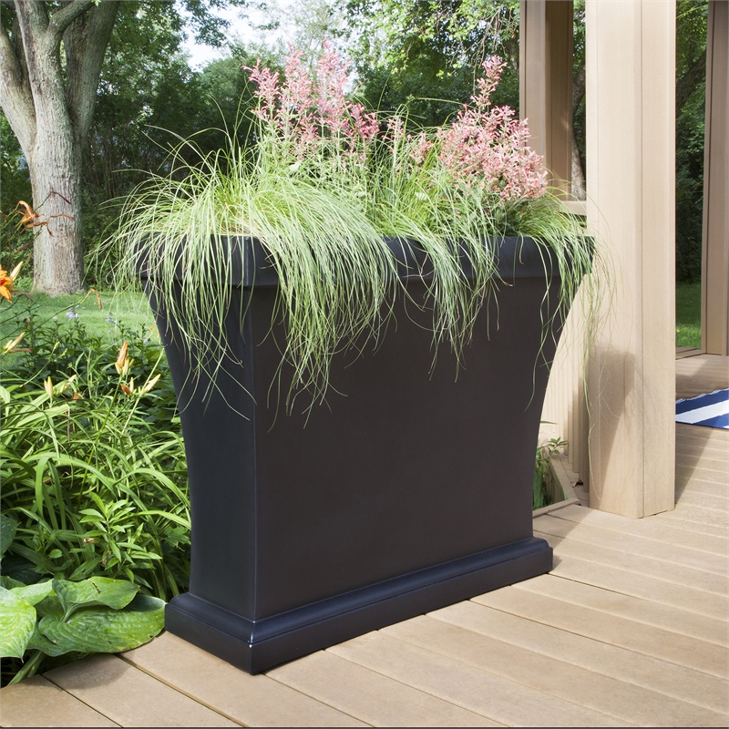 Mayne Bordeaux Weatherproof Modern Plastic Trough Planter in Black