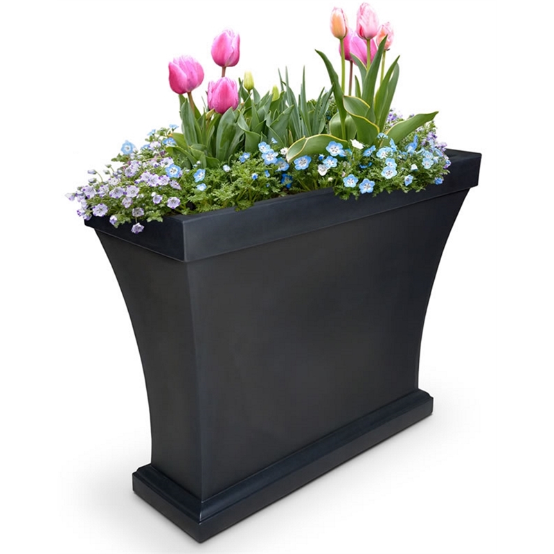 Mayne Bordeaux Weatherproof Modern Plastic Trough Planter in Black