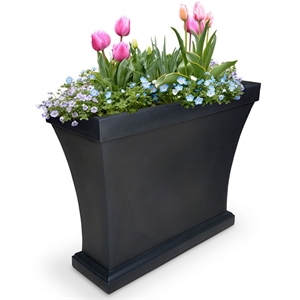 Mayne Bordeaux Weatherproof Modern Plastic Trough Planter in Black