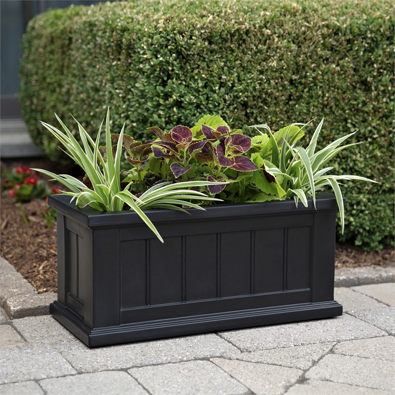 Mayne Cape Cod 24x11 Weatherproof Coastal Plastic Planter in Black