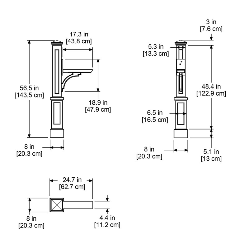 Mayne Newport Plus Weatherproof Traditional Plastic Mail Post in Black