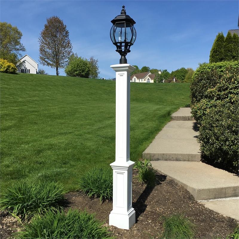 Mayne Signature Traditional Plastic Lamp Post with Mount in White