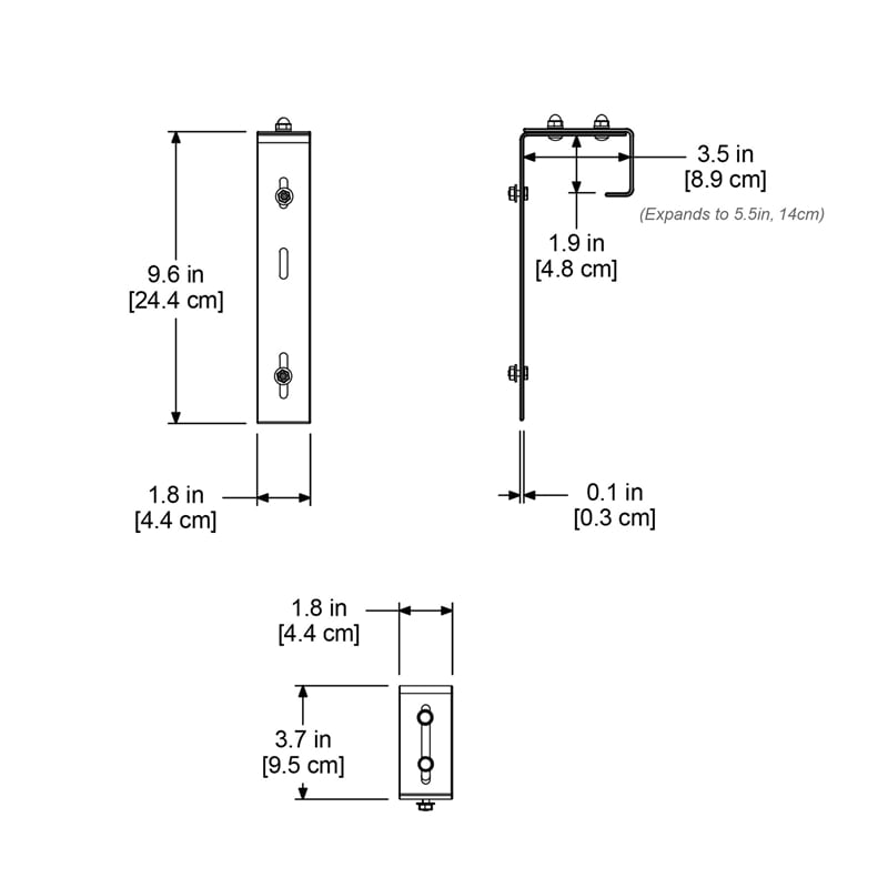 Mayne Adjustable Modern Metal Deck Rail Bracket in Black (Set of 2)