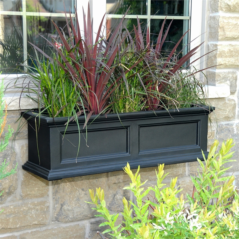 Mayne Fairfield 3ft Traditional Plastic Window Box in Black