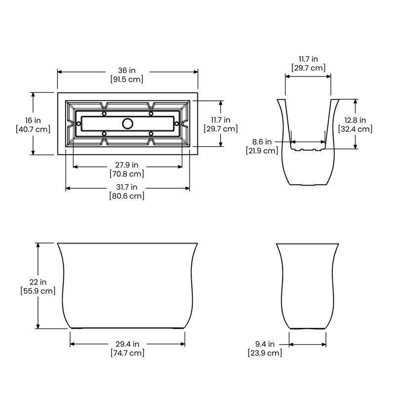 Mayne Valencia 36x16x22 Long Modern Plastic Planter in Neptune Blue