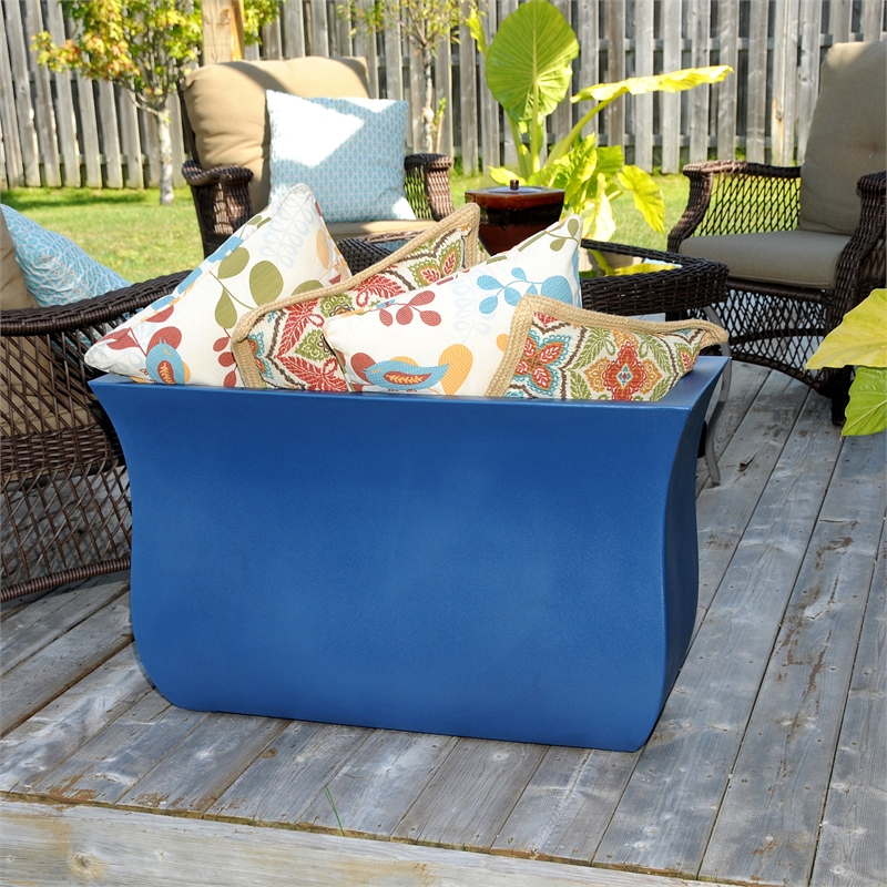 Mayne Valencia 36x16x22 Long Modern Plastic Planter in Neptune Blue