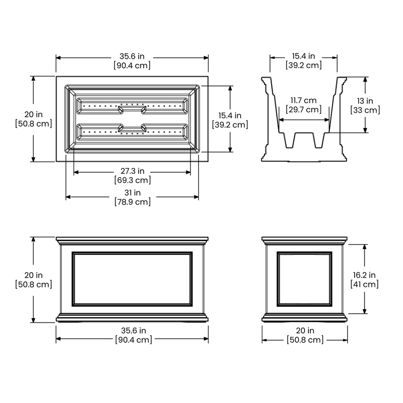 Mayne Fairfield 20x36 Weatherproof Traditional Plastic Planter in White