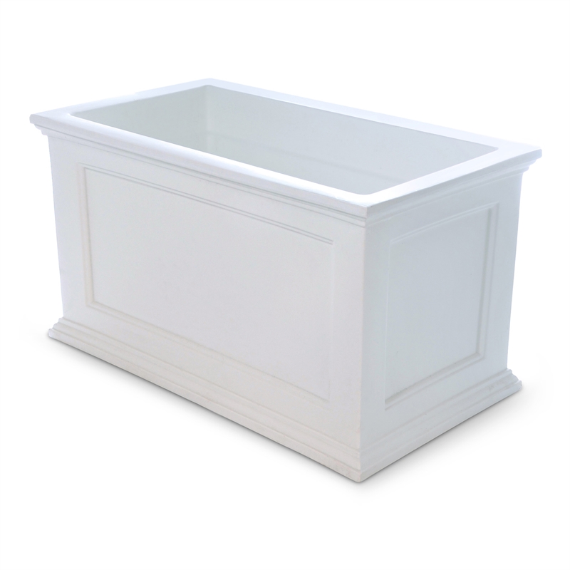 Mayne Fairfield 20x36 Weatherproof Traditional Plastic Planter in White
