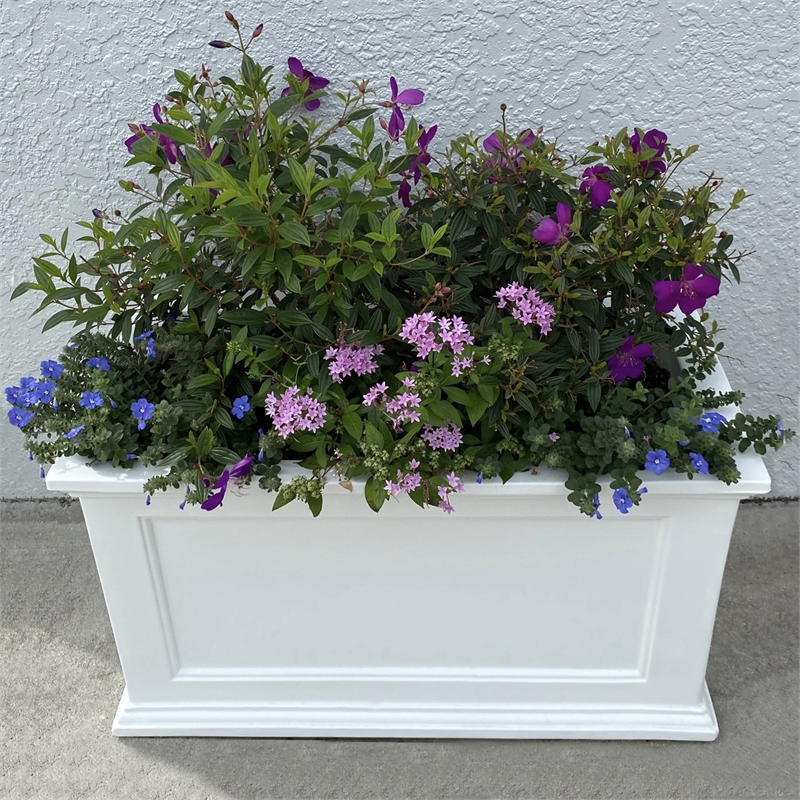 Mayne Fairfield 20x36 Weatherproof Traditional Plastic Planter in White