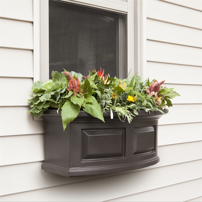 Mayne Nantucket 2ft Traditional Plastic Window Box in Espresso