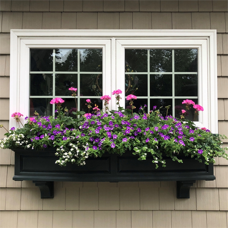 Mayne Nantucket 4ft Weatherproof Traditional Plastic Window Box in Black