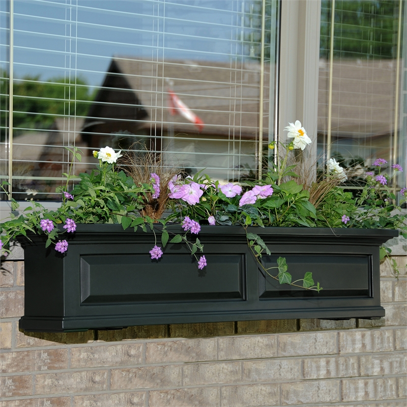 Mayne Nantucket 4ft Weatherproof Traditional Plastic Window Box in Black