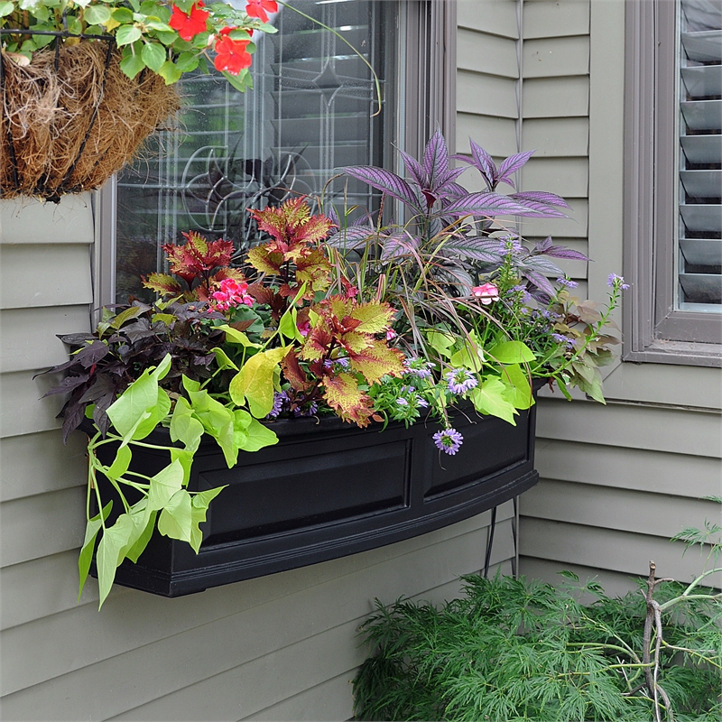 Mayne Nantucket 4ft Weatherproof Traditional Plastic Window Box in Black